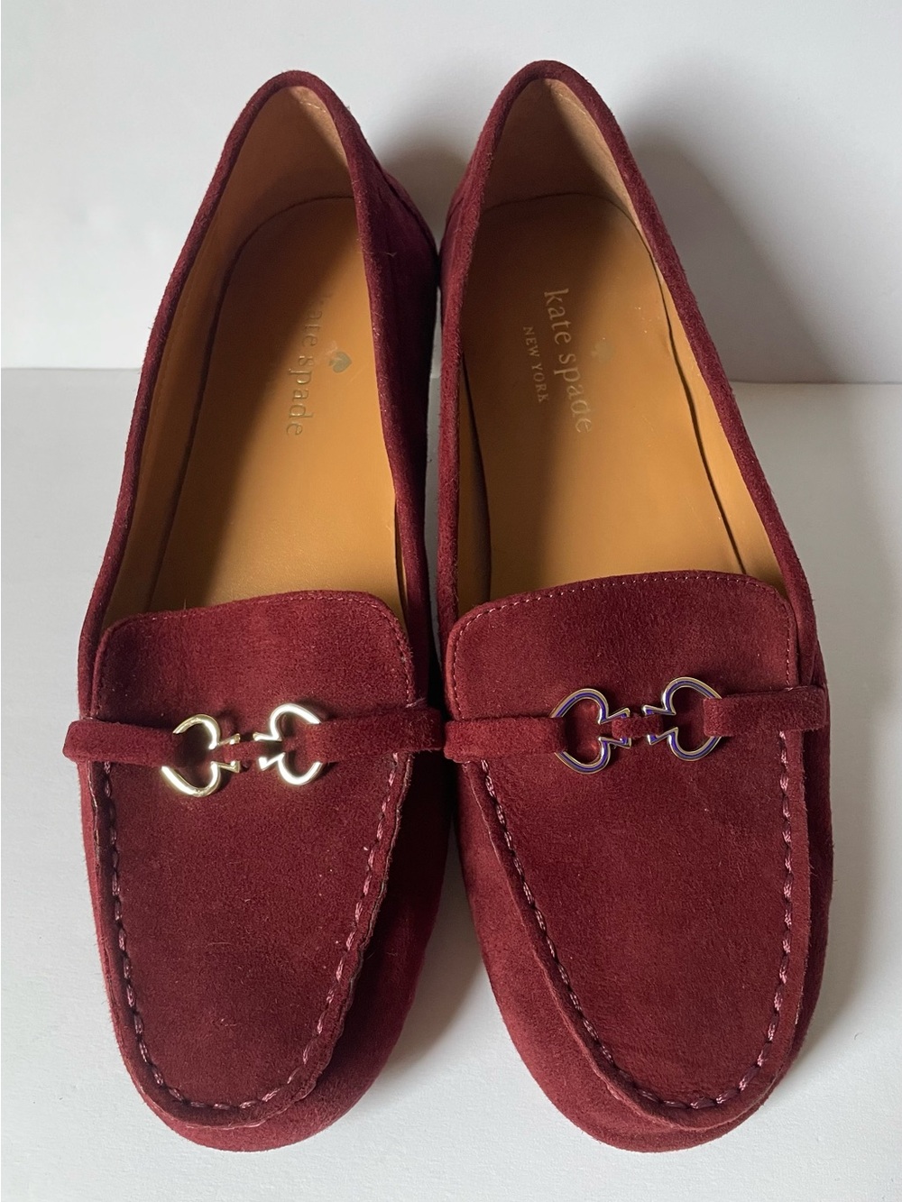 Kate Spade Bernice Burgundy Suede Old Money Moccasin Loafers Flats Comfort 8 B - Picture 2 of 8